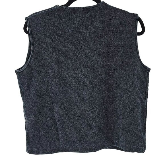 Woolrich Snowman Sweater Vest Black Christmas Appliqué Zip Snowflakes Vintage - Picture 6 of 11